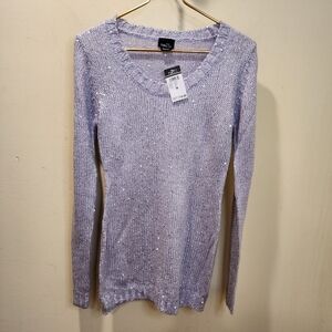 Rue21 Purple Sequins Women's Crew Neck Sweater by Pink Rose Size M NWT